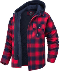 Herrenjacke mit Kapuze und Karomuster | Winter – Rot