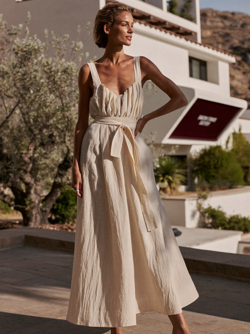 Leinenkleid in Creme