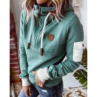 Snuvia™ - Kapuzenpullover mit Viertelreißverschluss Kordelzug und Ärmeltasche – Grün
