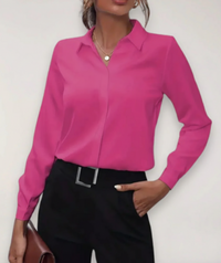 Marie | Damen Elegante Langarm Bluse – Hell Rosa