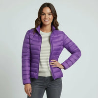 Sophie | Damen Leichter Winter Daunenjacke mit Hohem Kragen – Lila