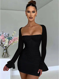 Marcella - Elegantes rückenfreies sexy Minikleid – Schwarz