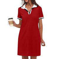 Ilarie | Sportliches Polokleid mit Taschen – Rot
