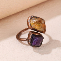 Vintage Natural Intarsien Stein Ring – Orange