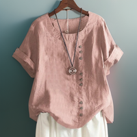 Joline┃T-Shirt mit Rundhalsausschnitt und Knöpfen – Rosa