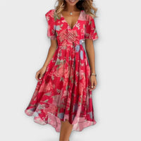 Annegret | Lässiges V-Ausschnitt-Kleid – Rosa