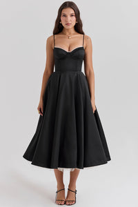Midikleid für Damen - Elegantes Ballkleid für Sommer – Mitternachts Schwarz