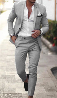 Herren Sommer 2-Teiliger Hochzeitsgast Anzug | Blazer und Hose – Hellgrau