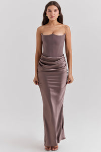 ANIKA I SCHULTERFREIES KLEID – Rauch