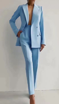 Jessica | Damen Elegant Knöpfen Maßanzug – Hellblau