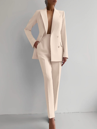 Jessica | Damen Elegant Knöpfen Maßanzug – Beige