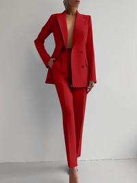 Jessica | Damen Elegant Knöpfen Maßanzug – Rot