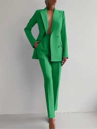 Jessica | Damen Elegant Knöpfen Maßanzug – Grün