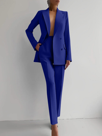 Jessica | Damen Elegant Knöpfen Maßanzug – Blau