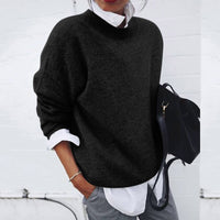 Andrea | Damen Klassischer Schnitt Strickpullover – Schwarz