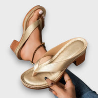 Marenne – Bequeme Mules mit Absatz – Gold