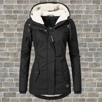 Luisa | Damen Gefütterter Wasserdichter Kapuzen Winter Parka – Schwarz