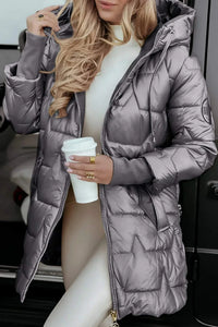 Naya | Eleganter Wintermantel Mit Kapuze – Grau