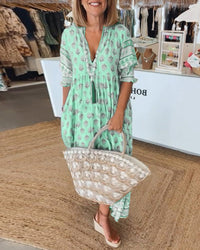 Vina | Entspanntes Strandkleid – Grün