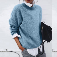 Andrea | Damen Klassischer Schnitt Strickpullover – Blau
