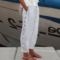 Nelly - Modehose mit gestreiftem Muster – Grau