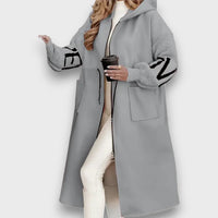 Rosalie – Eleganter Cardigan mit Kapuze – Grau