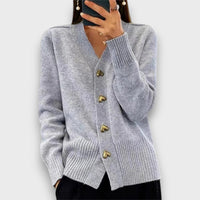 Heliora – Strickjacke mit Herzknöpfen – Grau