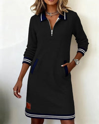 Lea | Stilvolles Damen Kleid aus Baumwolle mit langen Ärmeln – Schwarz