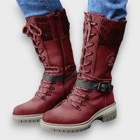 Nauja – Winter Strickstiefel in Wadenlänge – Bordeaux