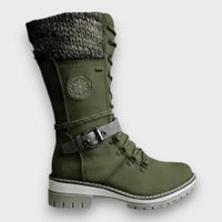 Nauja – Winter Strickstiefel in Wadenlänge – Grün