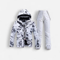 Zweiteiliger Skianzug für Damen mit Jacke und Hose – Schwarz / Weiß