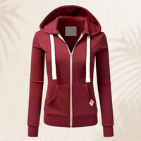 Luna - Modischer Hoodie mit Zipper – Rot