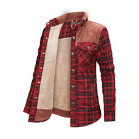 Mirandi | Karierte Knopfjacke mit Fleece-Innenseite für Damen – Rouge cerise