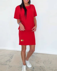 Imke | Lässiges Stretchkleid mit entspannter Passform – Rot