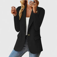Ingrid | Damen Klassischer Regular Fit Knopf Blazer – Schwarz