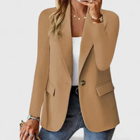 Ingrid | Damen Klassischer Regular Fit Knopf Blazer – Braun
