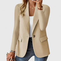 Ingrid | Damen Klassischer Regular Fit Knopf Blazer – Beige