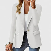 Ingrid | Damen Klassischer Regular Fit Knopf Blazer – Weiß