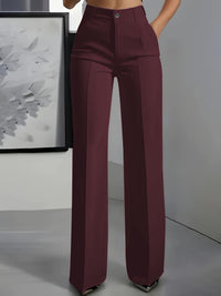Isabella | Hochtaillierte Anzughose Gerader Schnitt – Dunkelrot