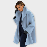 Adelheid® | Premium Winddichter Wollmantel – Blau
