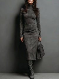 Ava™ - Wildleder Midi-Kleid – Grön