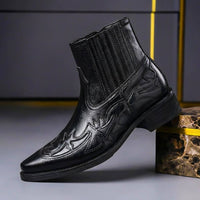 Jonas | Herren Handgefertigte Italienische Lederstiefel – Obsidianschwarz