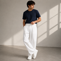 Jonathan | Herren Moderne Wide Leg Freizeithose – Weiß