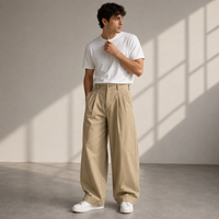 Jonathan | Herren Moderne Wide Leg Freizeithose – Khaki