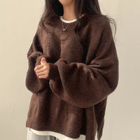 Wera | Damen Oversized Langärmliger Pullover – Braun