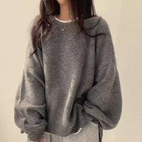 Wera | Damen Oversized Langärmliger Pullover – Grau