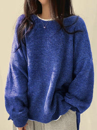 Wera | Damen Oversized Langärmliger Pullover – Blau