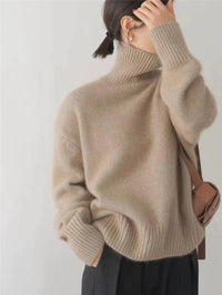 Josephine | Damen Wollmix Strick Rollkragenpullover – Khaki