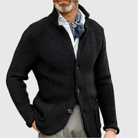 Jovel | Herren strukturierte Strickjacke im Blazer-Stil – Schwarz