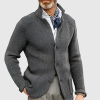 Jovel | Herren strukturierte Strickjacke im Blazer-Stil – Dunkelgrau